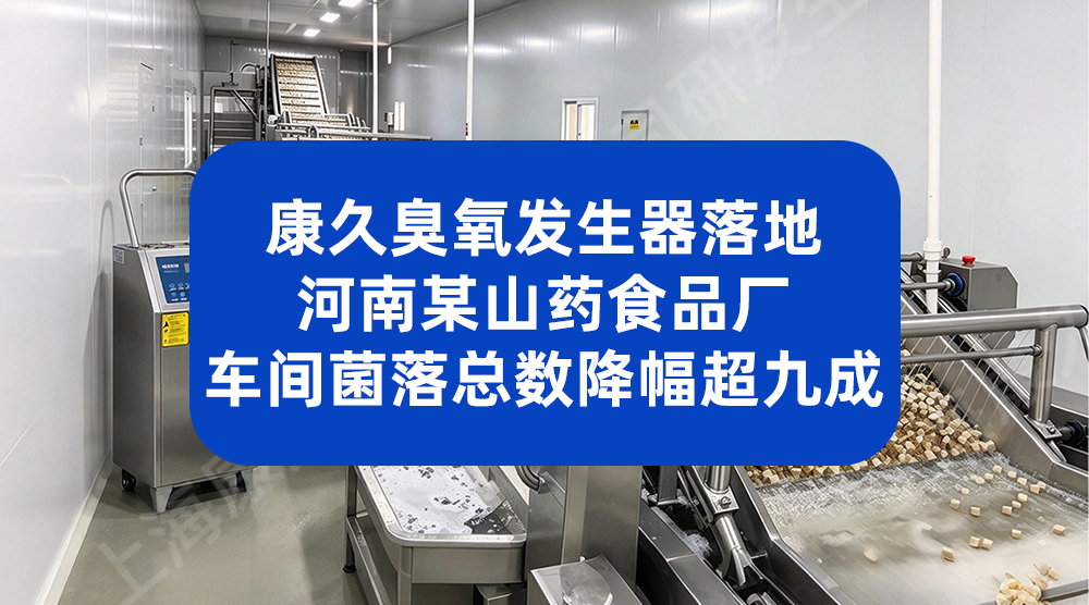 康久臭氧发生器落地河南某山药食品厂 车间菌落总数降幅超九成
